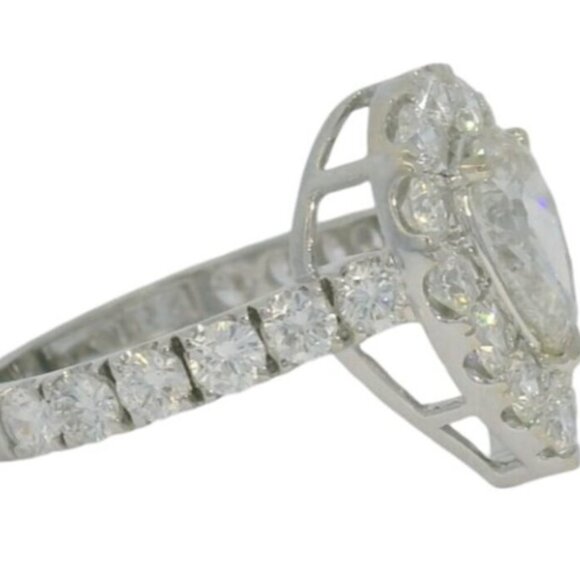 Pear Shaped Brilliant Cut Lab Diamond Ring (1.03ct center) VVS2 14K White Gold - Picture 3 of 5